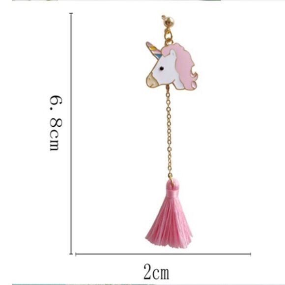 (i1) Purple Unicorn Tassel Earrings - Picture 5 of 5